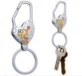 Aço inoxidável Jeweled Coração Chaveiro Car
