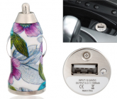 12V para USB 2.0 Floral Printed Car Charger